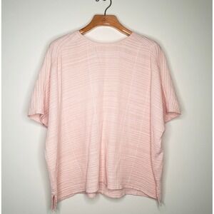 J. Jill Purejill Surface Embroidered Top Sz 3X Pink‎ Short Sleeve Gauzy Boho